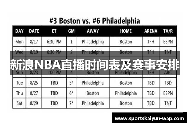 新浪NBA直播时间表及赛事安排